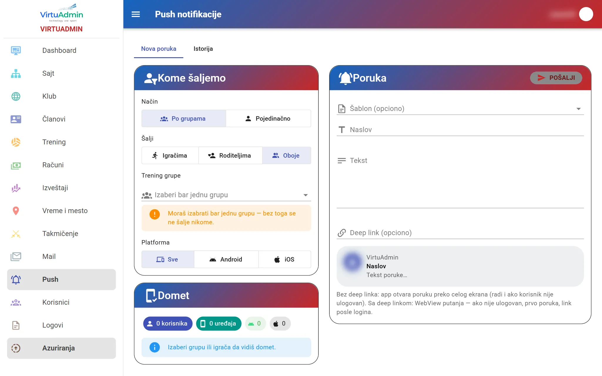 Push notifikacije: kome šaljemo, poruka i domet