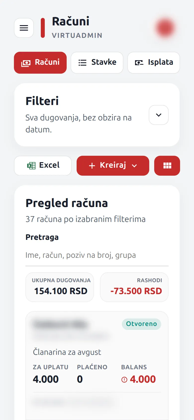Računi na telefonu: kartice i sklopljeni filteri